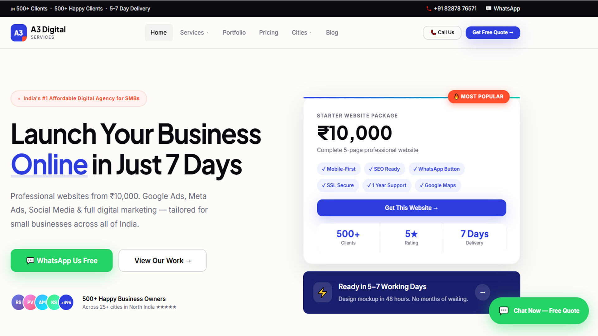 A3 Digital Services website screenshot