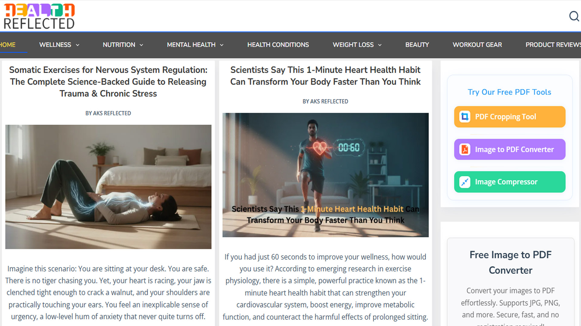 Health Reflected website screenshot