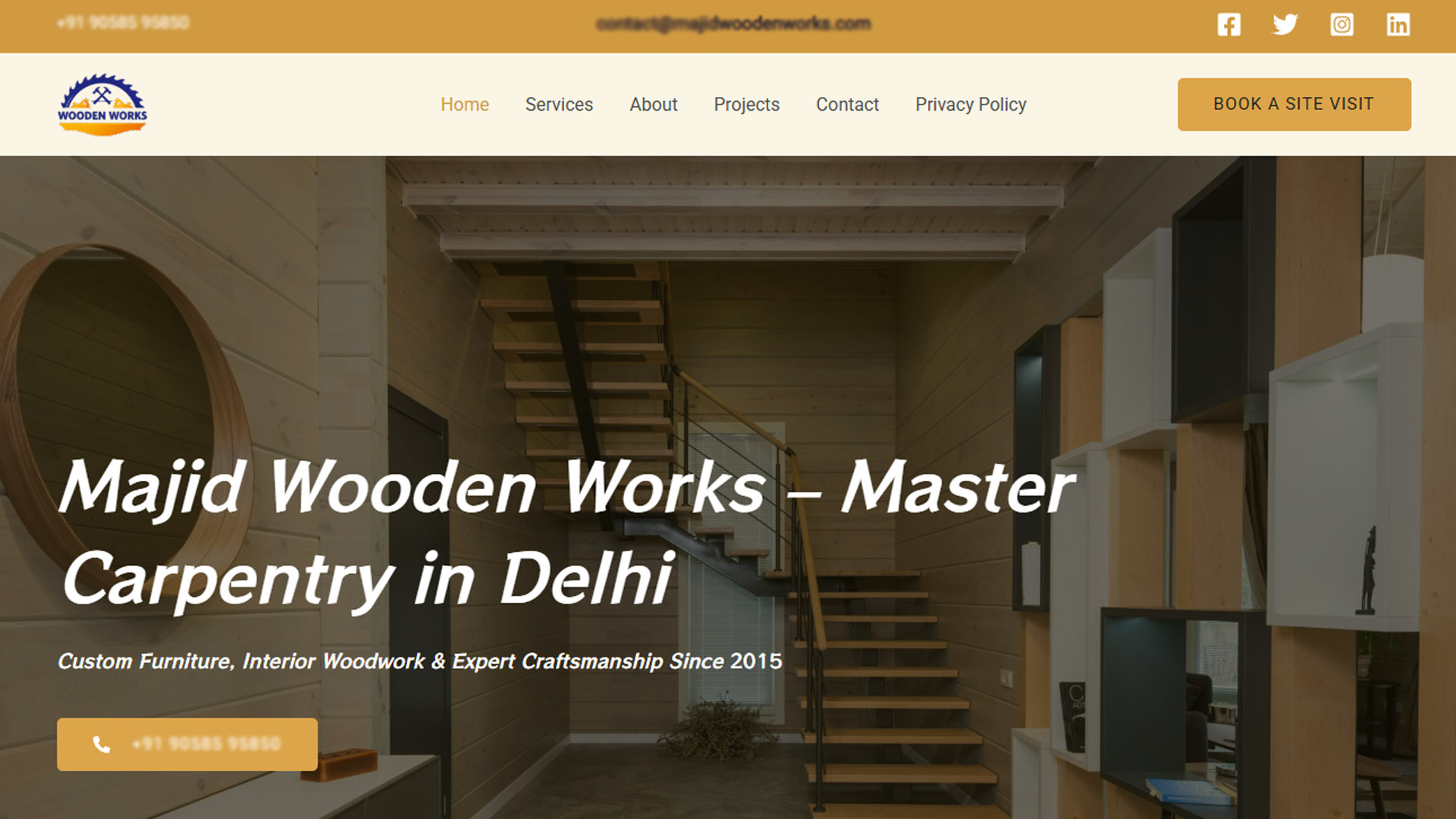 Majid Wooden Works website screenshot