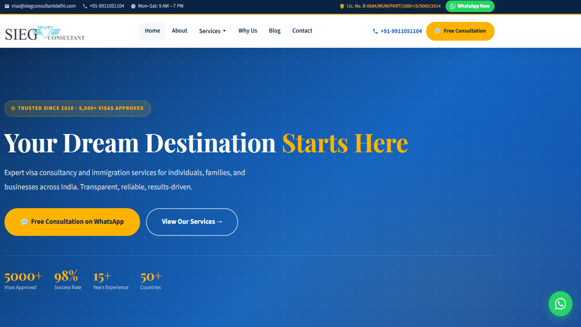 SIEG Consultant Delhi website screenshot